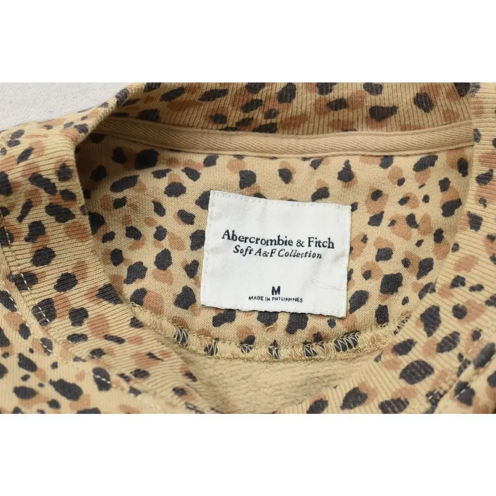 Abercrombie & Fitch Soft A&F Collection Leopard Print Fleece Crewneck Sweatshirt - Picture 8 of 8